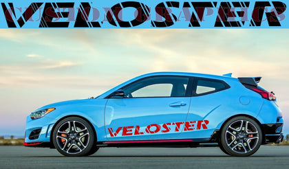 Sporty vinyl decals for Hyundai Veloster. Durable PVC vinyl, easy DIY installation, and global shipping.