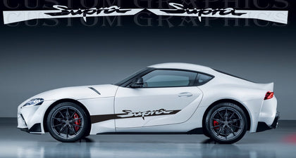 Toyota Supra Collection Add racing spirit to your Toyota Supra with bold vinyl decals and stripe kits. Designed to emphasize its legendary sports car silhouette, our graphics enhance performance aesthetics