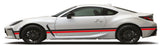 White sports car with red stripes on a white background