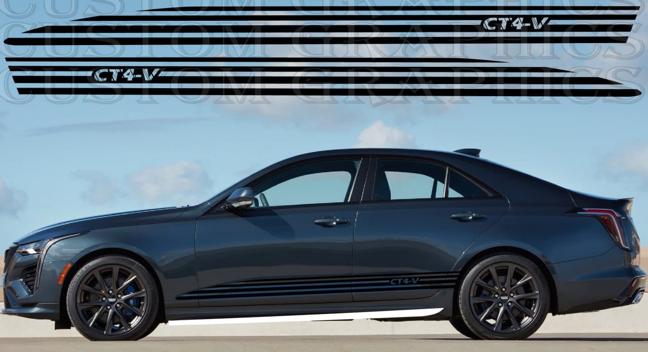 Autocollant compatible avec le kit carrosserie Cadillac CT4 V 2020 Classico Line Design
