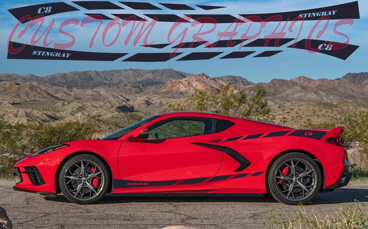4x Line Design Graphics Compatible With Chevrolet Corvette C8 Stingray