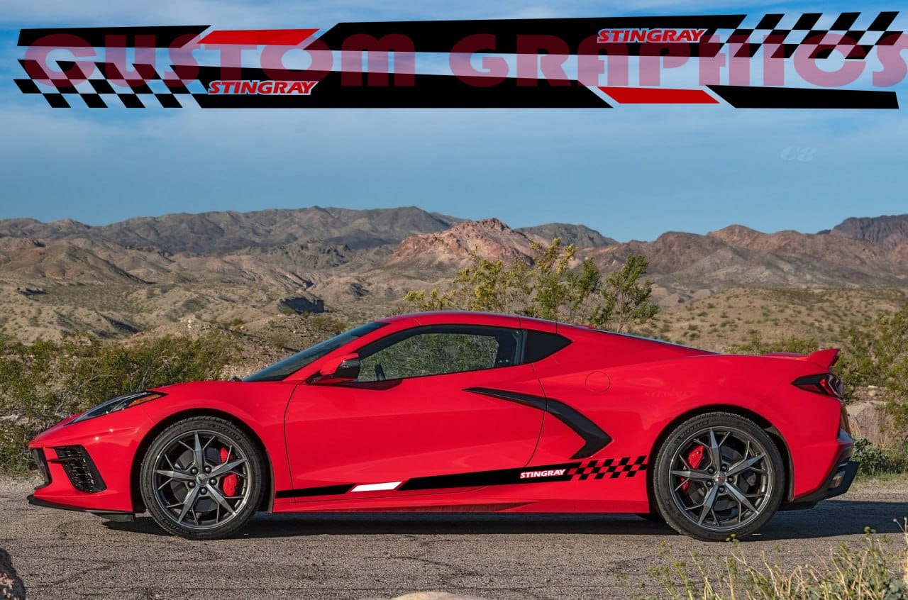Graphismes de conception 2 couleurs compatibles avec Chevrolet Corvette C8 Stingray
