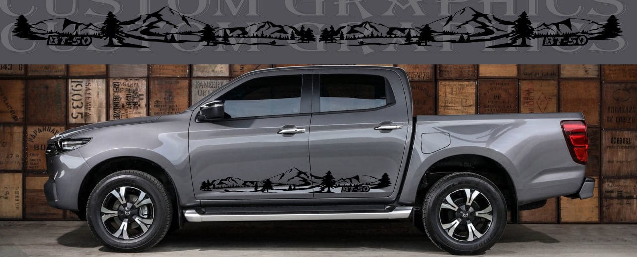 Stickers Compatible with Mazda BT-50 Vinyl Forest Mountain Design
