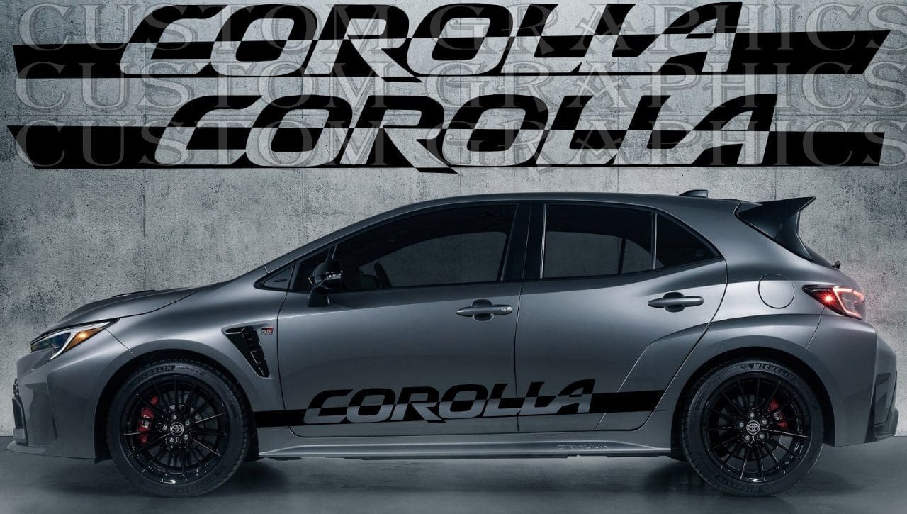 Premium Vinyl 2x Stickers Compatible With Toyota Corolla Line Name Design