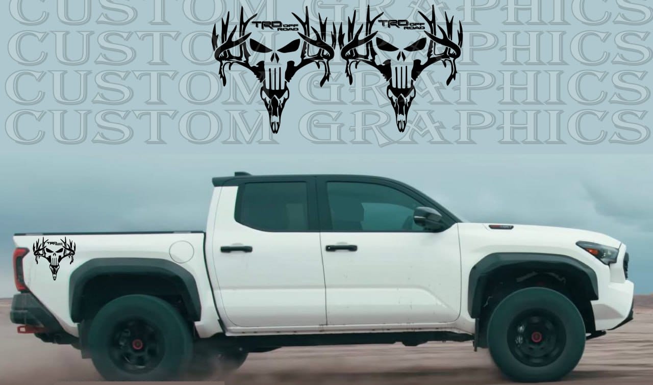 Autocollant Premium compatible avec le design Skull de Toyota Tacoma