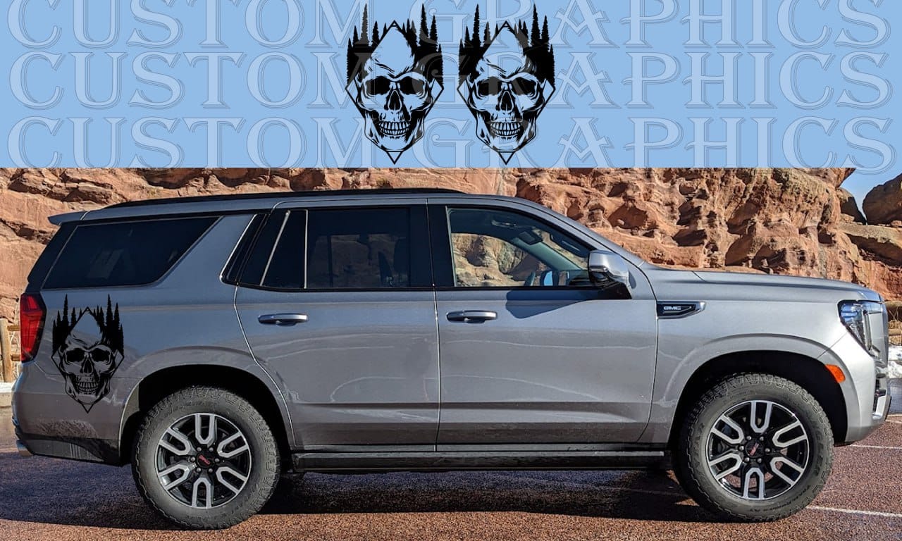 Premium Sticker Compatible With GMC Yukon Denali Rear Skull Design