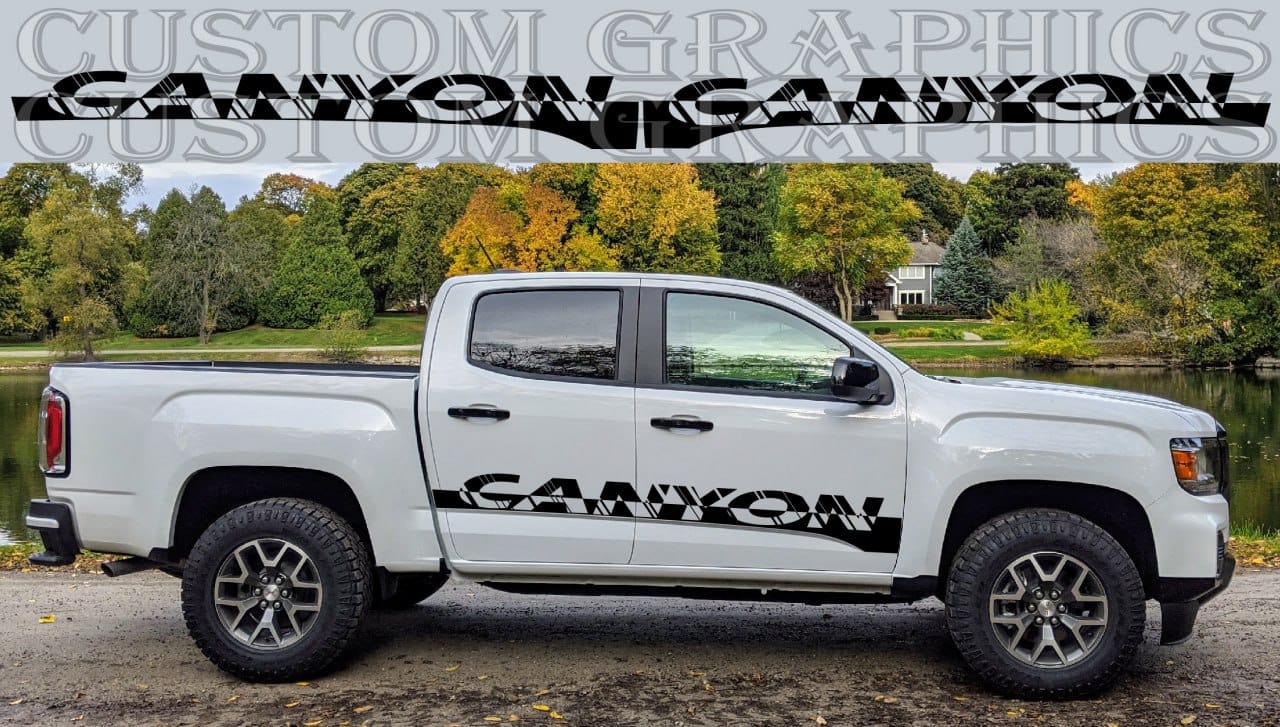 Premium Vinyl Sticker Compatible With GMC Canyon Name Line Design