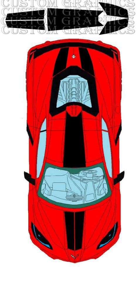 Autocollant de capot en vinyle de qualité supérieure compatible avec la conception de la ligne Chevrolet Corvette C8 Stingray