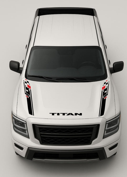 Your Text Hood Line Graphic Compatible with Nissan Titan – High-Quality