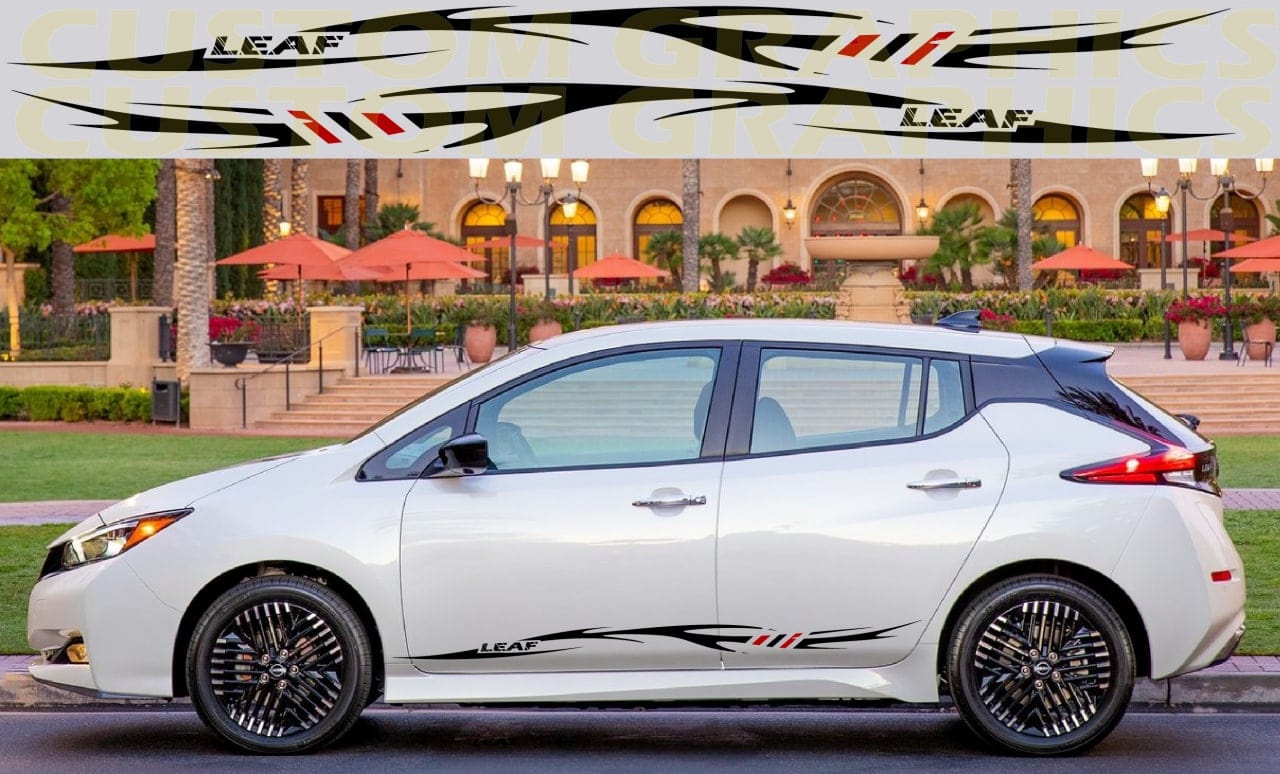 2x Autocollants en vinyle Bandes latérales de course pour Nissan Leaf Tribal Design