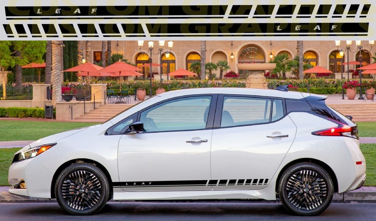 2x Autocollants en vinyle Bandes latérales de course pour Nissan Leaf New Line Design