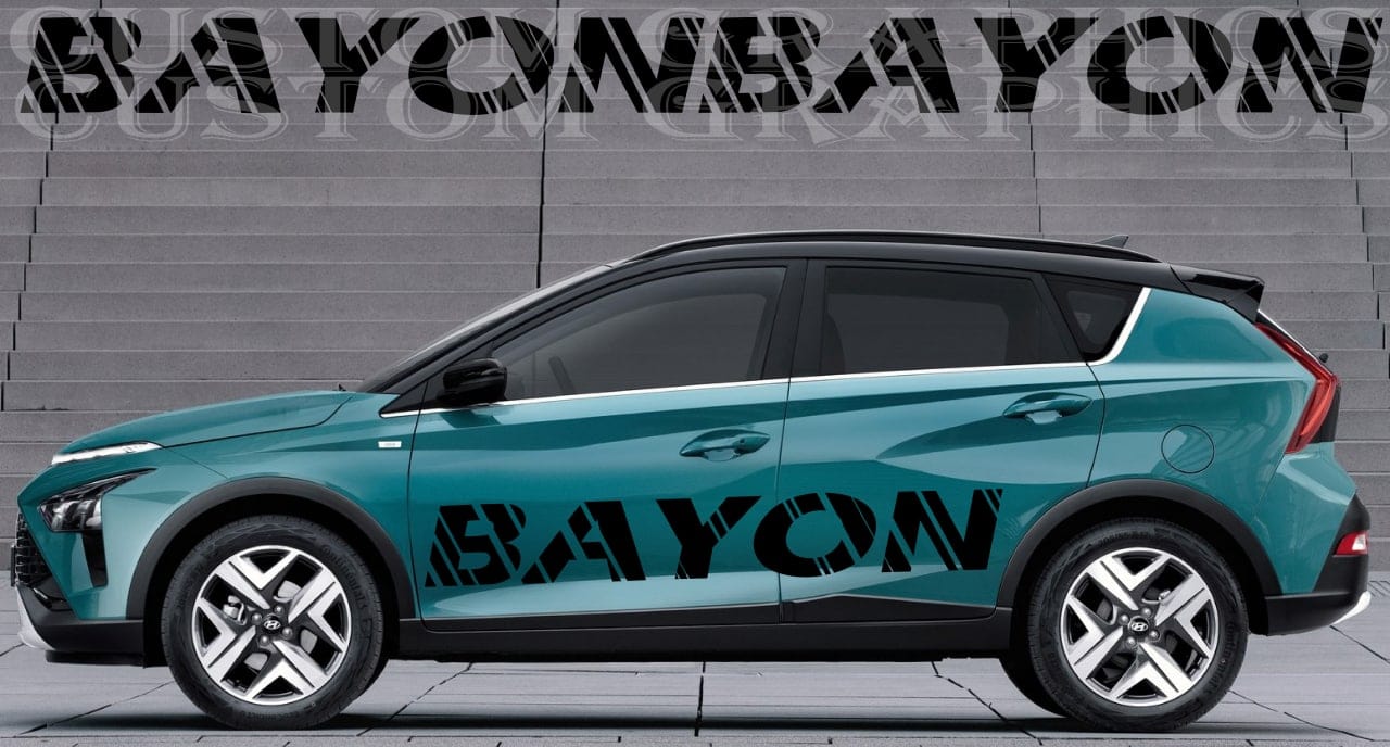 Autocollant compatible avec le logo Hyundai BAYON en vinyle