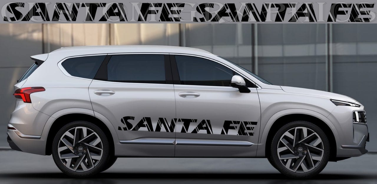 Autocollant compatible avec Hyundai Santa Fe Decal Vinyle Porte latérale Nouvelles rayures