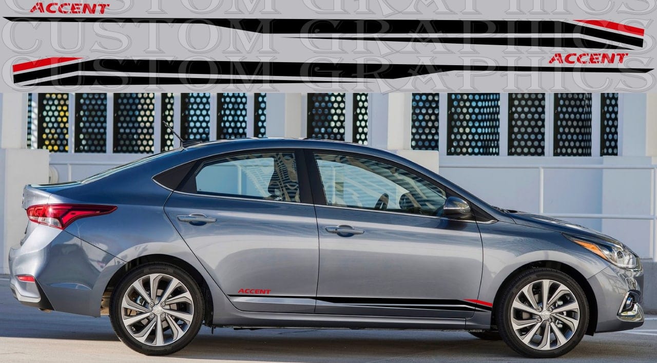 Bandes compatibles avec le vinyle design 2 couleurs Hyundai Accent