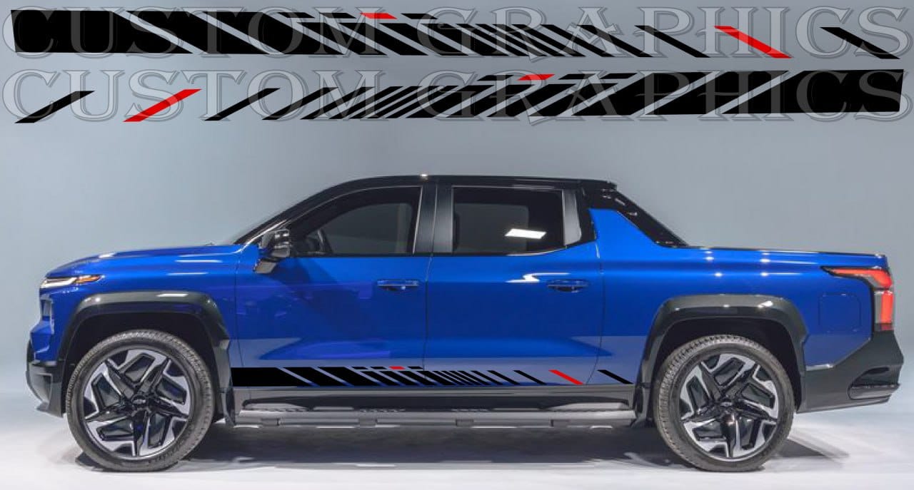 Autocollant en vinyle compatible avec Chevrolet Silverado EV-RST Design unique