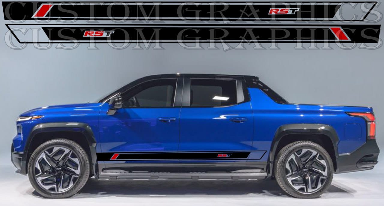 Autocollant en vinyle compatible avec le style Chevrolet Silverado EV RST