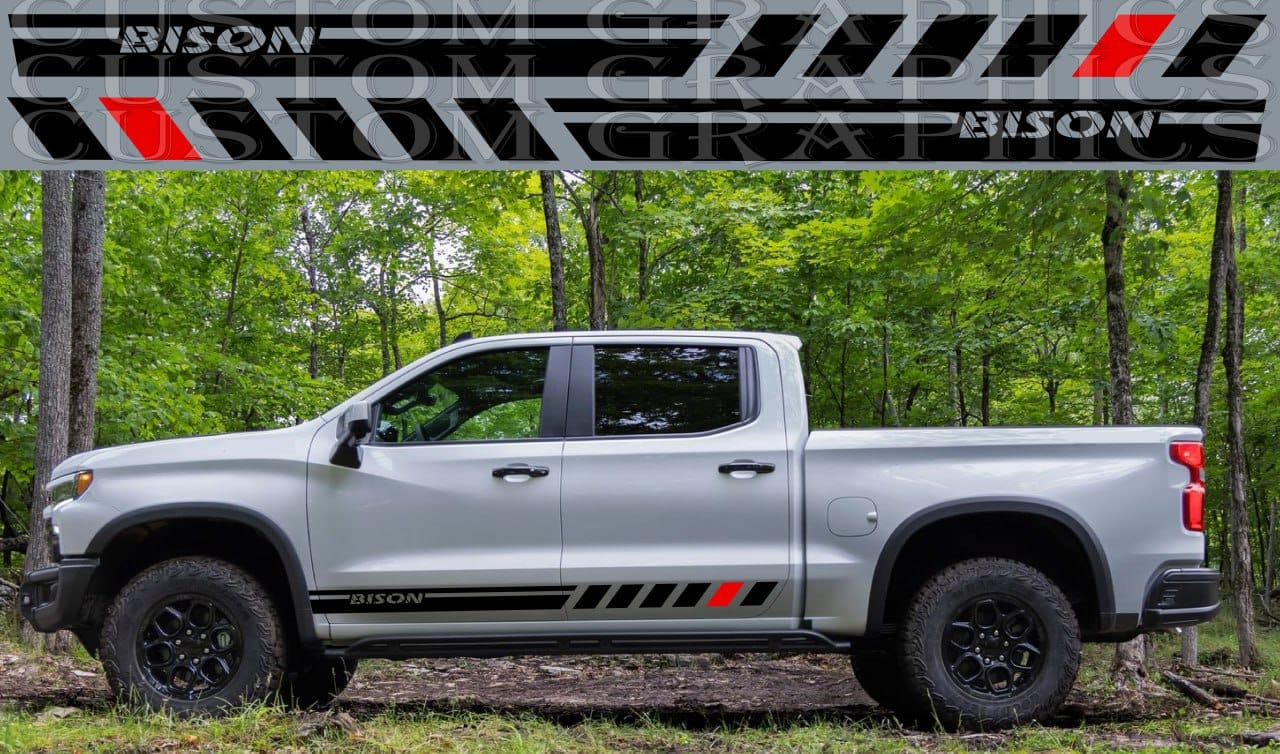 Autocollant en vinyle compatible avec Chevrolet Silverado ZR2 Bison New Line Design