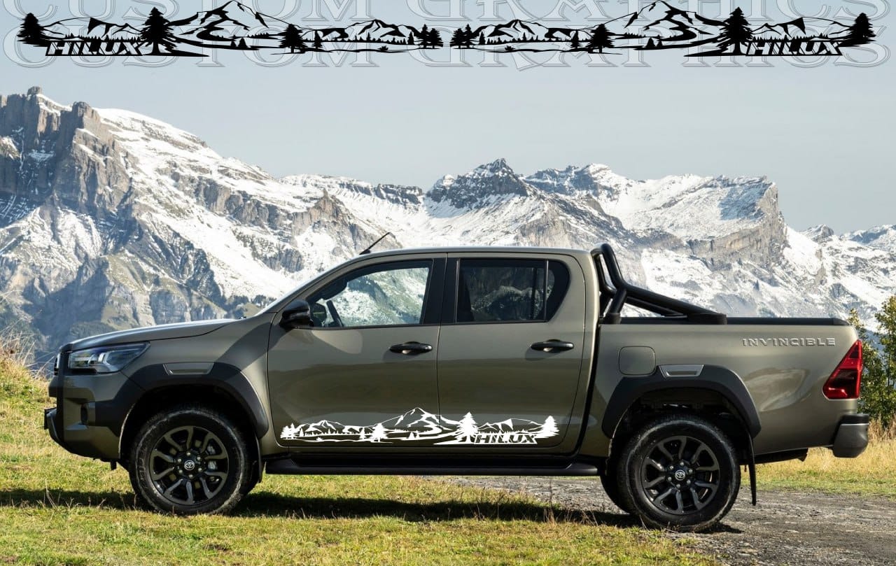 Autocollants en vinyle pour voiture de style Toyota Hilux, design de montagne attrayant