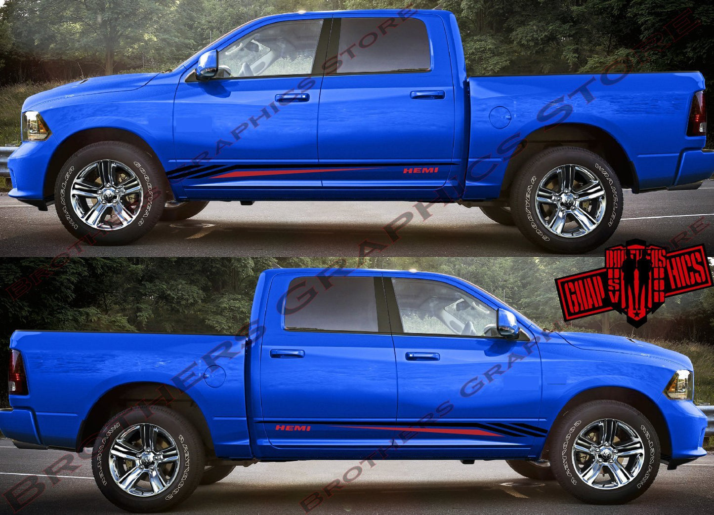 Autocollants graphiques en vinyle 2 couleurs pour Dodge Ram