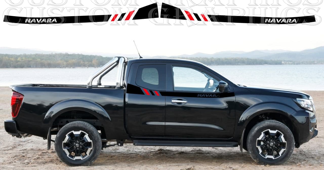 Vinyl Graphics 2 Color Up Design Vinyl Stripes Compatible With Nissan Navara 2002-2022
