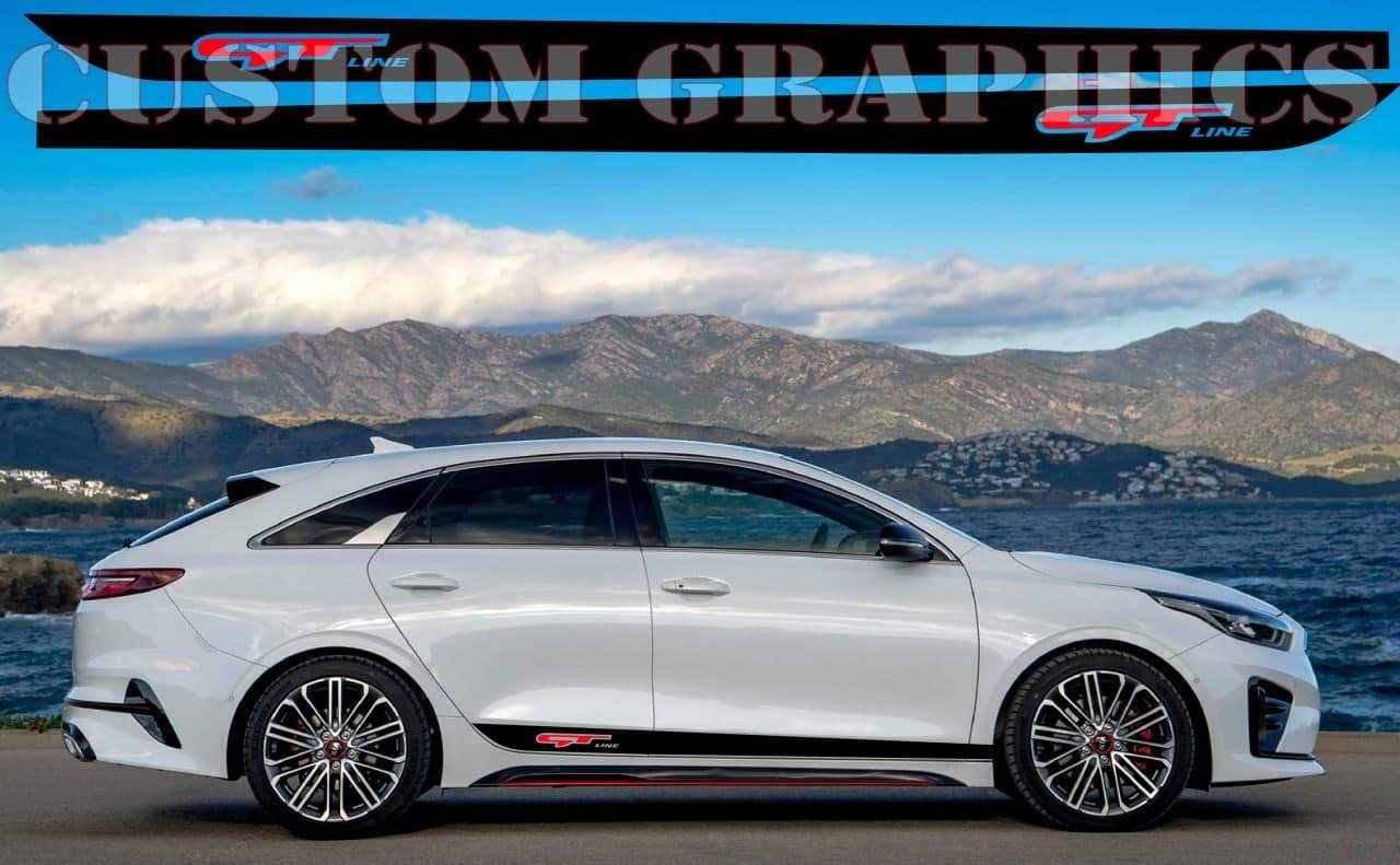 Autocollant de conception 2 couleurs en vinyle pour bandes latérales de course compatibles avec Kia ProCeed