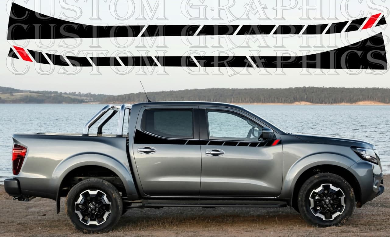 Vinyl Graphics 2x Color Up Line Design Vinyl Stripes Compatible With Nissan Navara 2002-2022