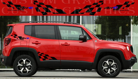 Vinyl Graphics 2X Pattern 4XE Rear Design Vinyl Side Racing Stripes Compatible with Jeep Renegade