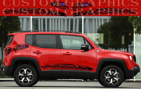 Vinyl Graphics 4X Pattern Sticker 4XE Rear Line Design Vinyl Side Racing Stripes Compatible with Jeep Renegade