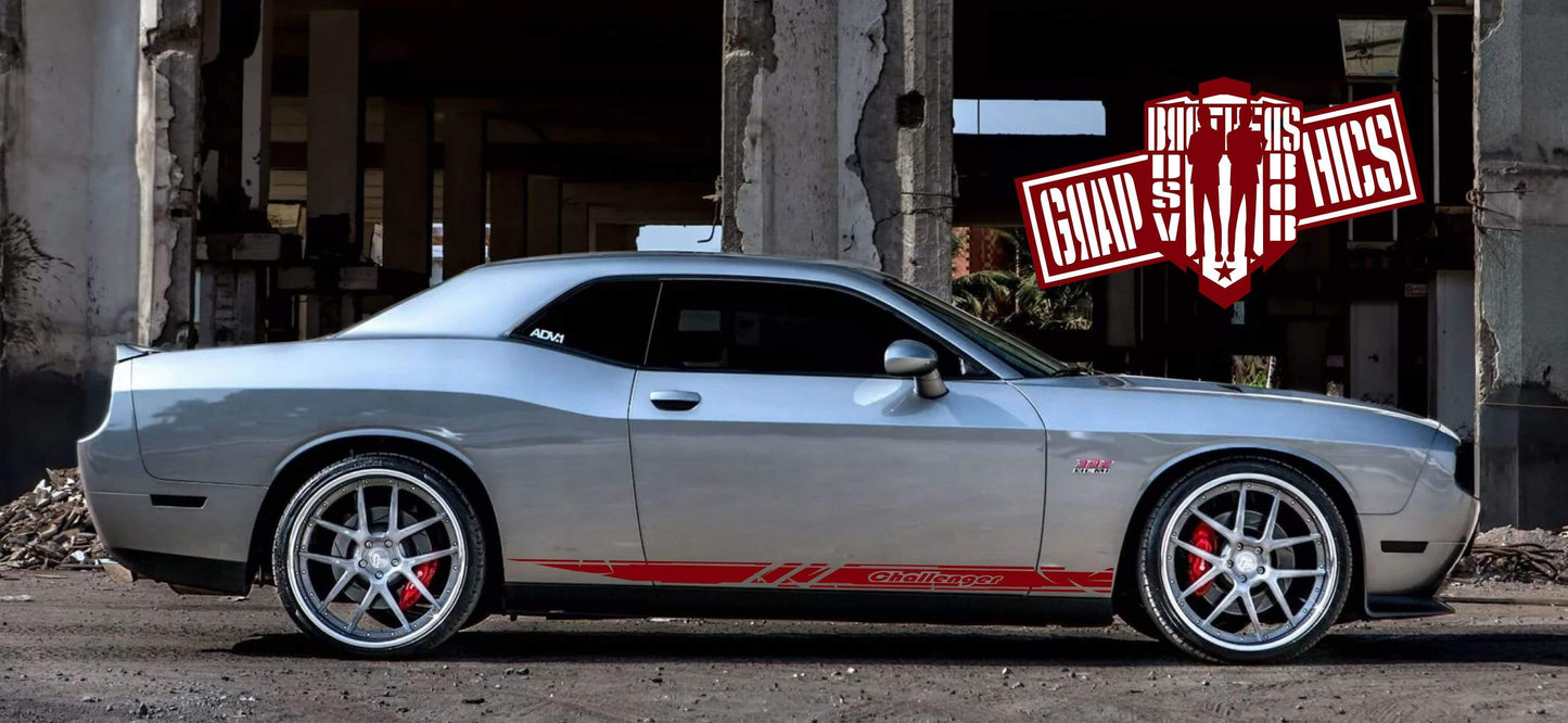 Custom Racing Decal Sticker Side Door Stripes For Dodge Challenger SRT - Brothers-Graphics
