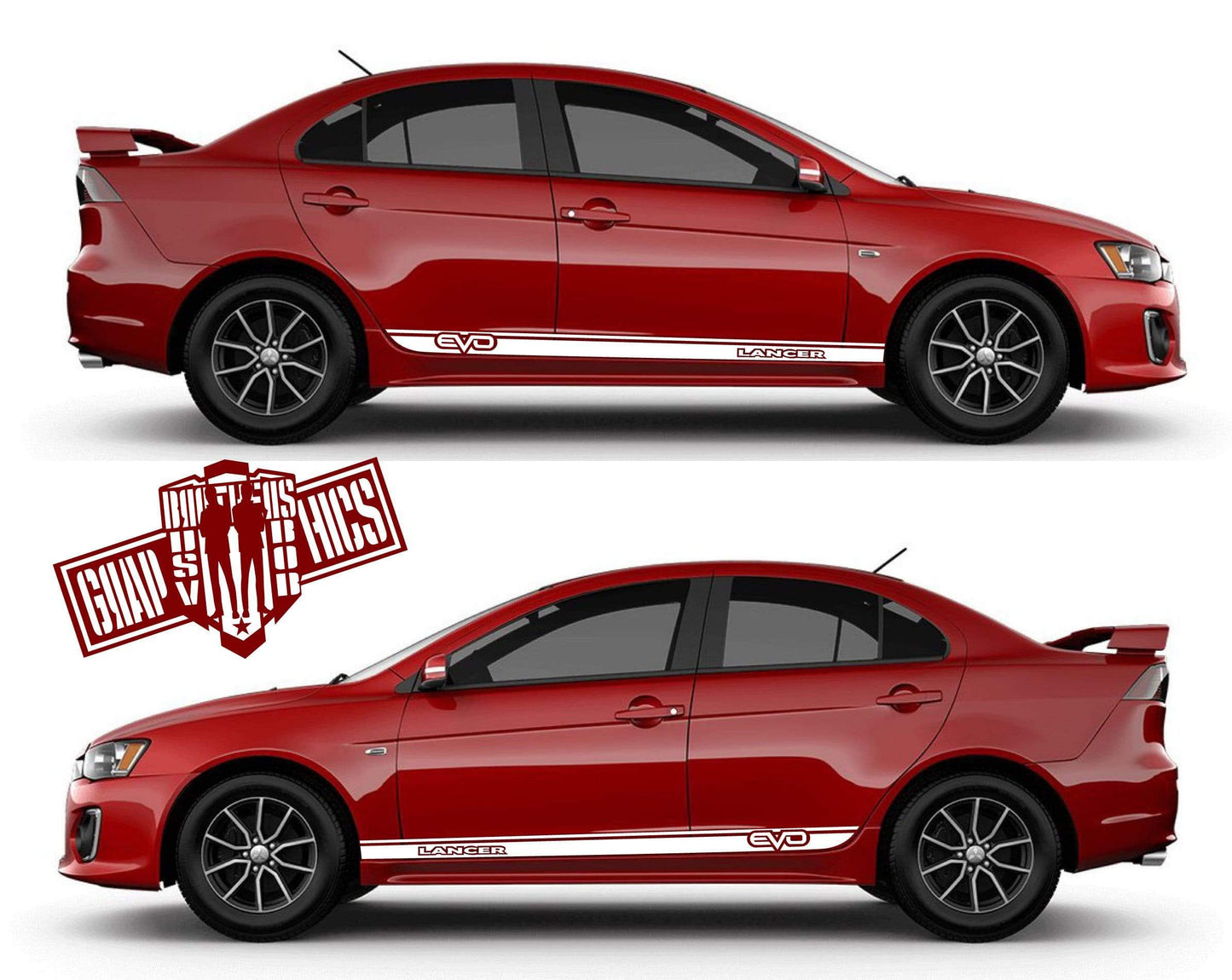 Custom Sticker Car Side Vinyl Stripes For Mitsubishi Lancer Evolution X 10 2001-2021 - Brothers-Graphics