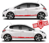 Decal Sticker Vinyl Side Racing Stripes for Peugeot 208 - Brothers-Graphics