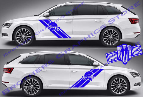 Racing Stripes Sticker Car Vinyl Decal For Skoda Superb - Brothers-Graphics