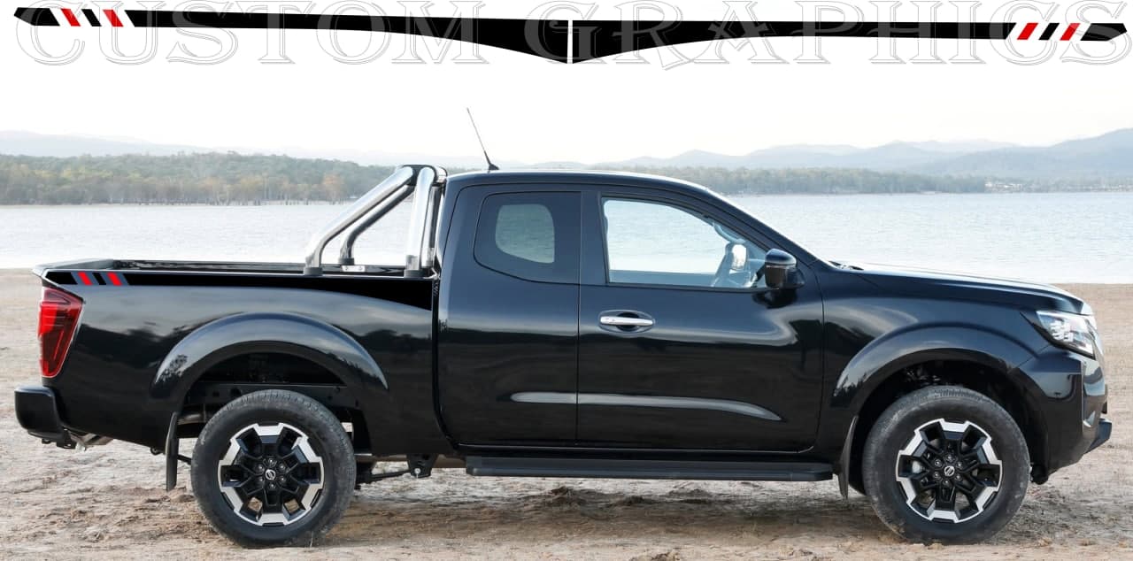 Vinyl Graphics Rear Up Design Vinyl Stripes Compatible With Nissan Navara 2002-2022