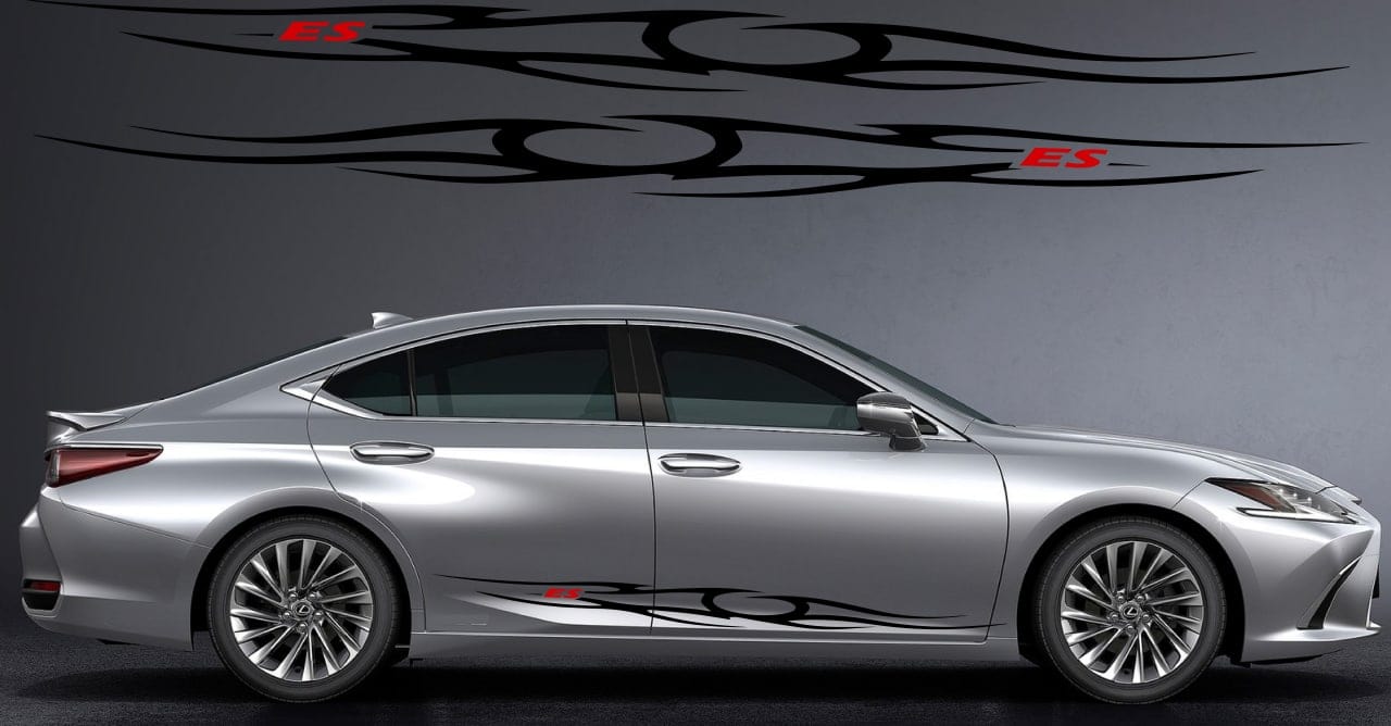 Vinyl Graphics Stickers Compatible with Lexus ES 2 Color Tribal Style Design