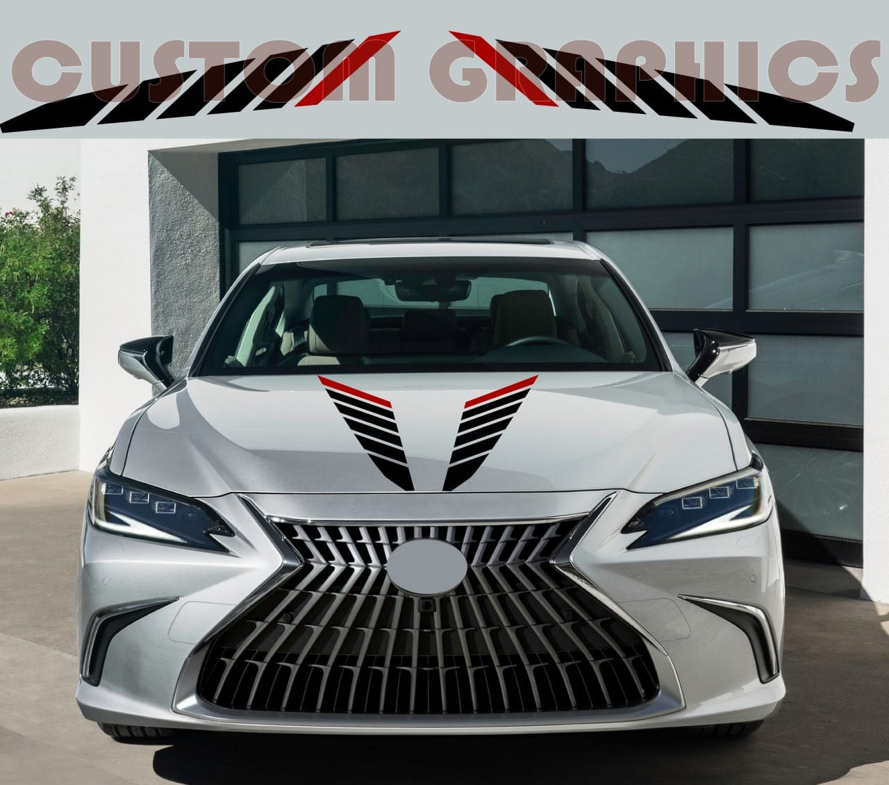 Vinyl Graphics Stickers Compatible with Lexus ES Hood 2 Color Design