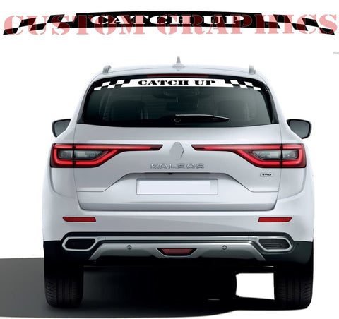 Vinyl Graphics Tailgate "CATCH UP" Design Graphic Racing Stripes Compatible with Renault Koleos