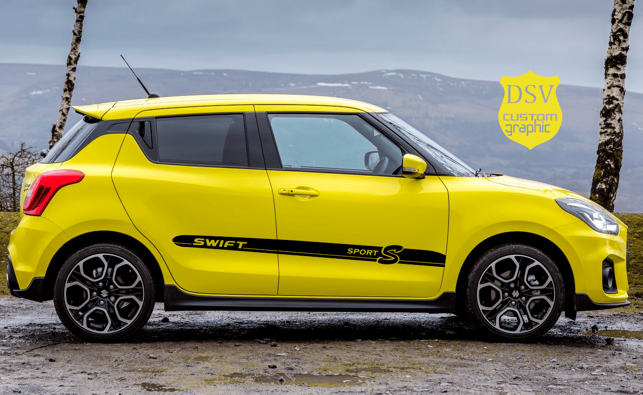 premium vinyl decal in sporty black style for suzuki