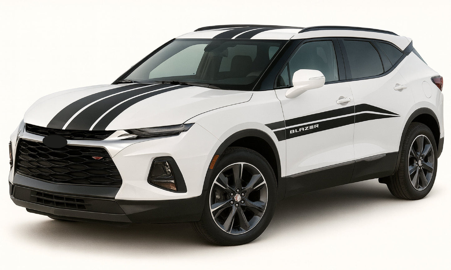 White SUV with black stripes on a white background