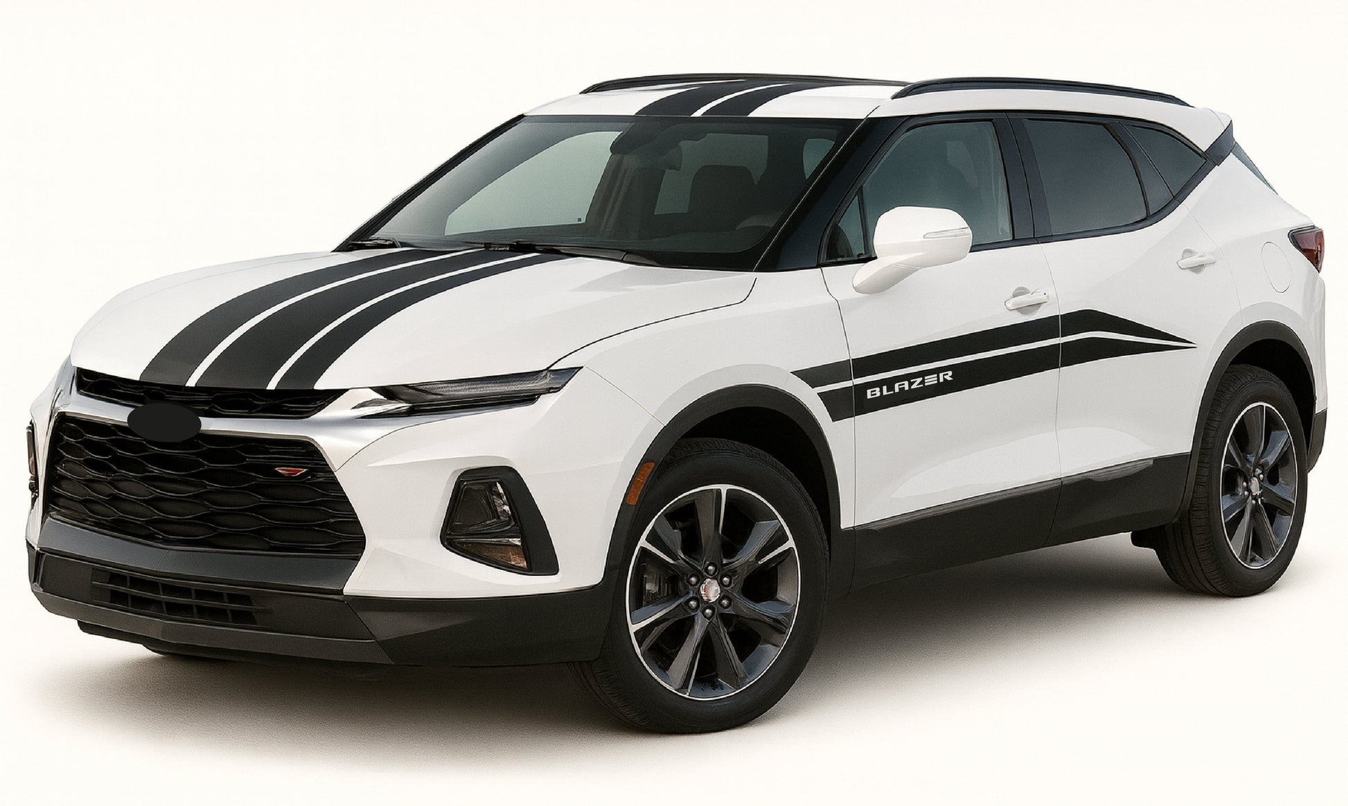 White SUV with black stripes on a white background