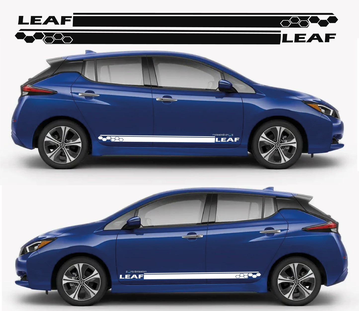 Autocollant en vinyle de qualité supérieure compatible avec le capot et les portes de Nissan Leaf Complect Honey Line Design 