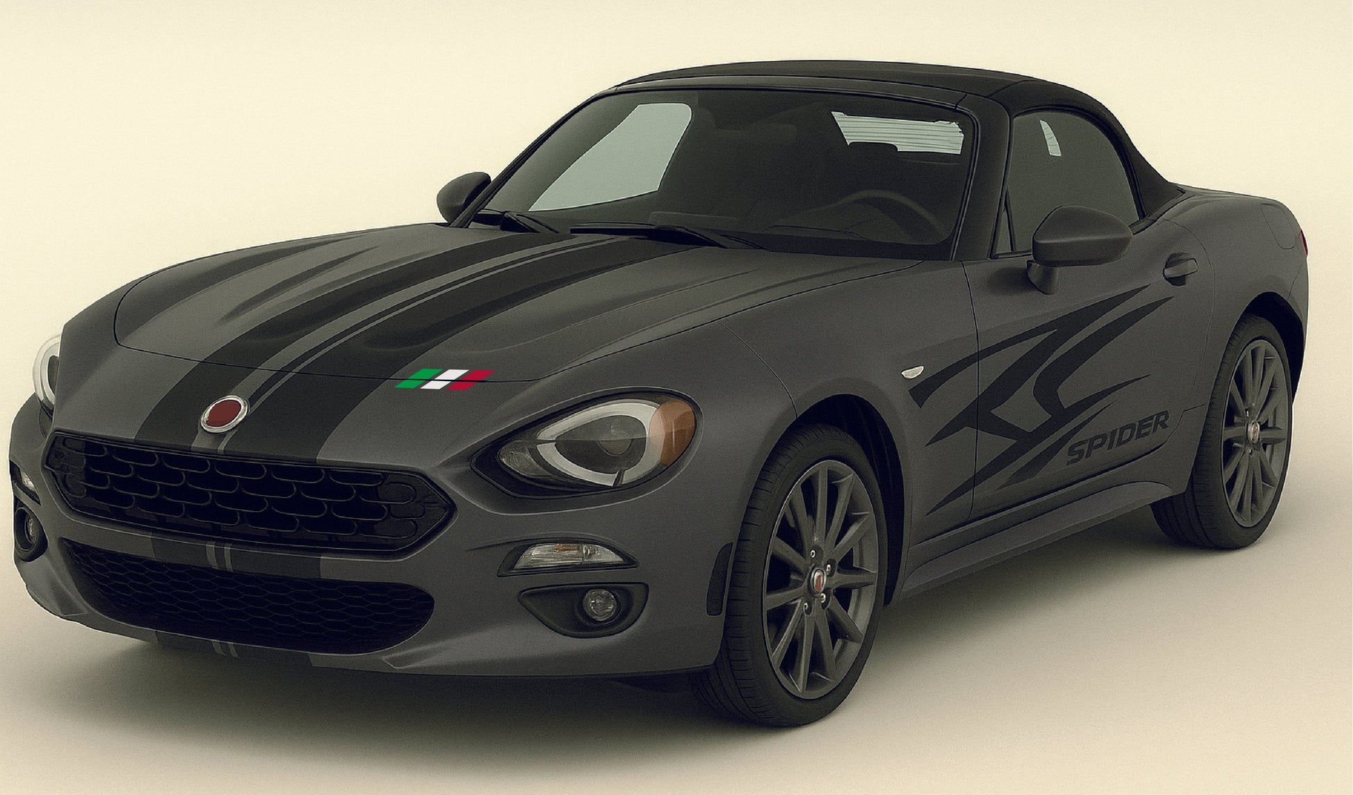 Gray Fiat Spider car on a white background