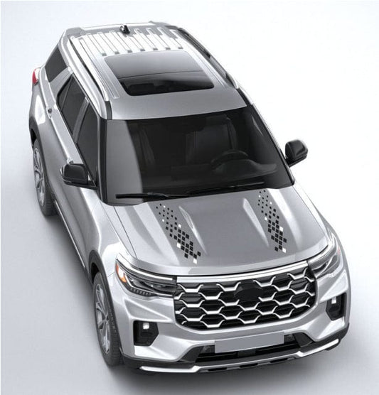 Off-road badge-style sticker near rear fender of Ford Explorer


