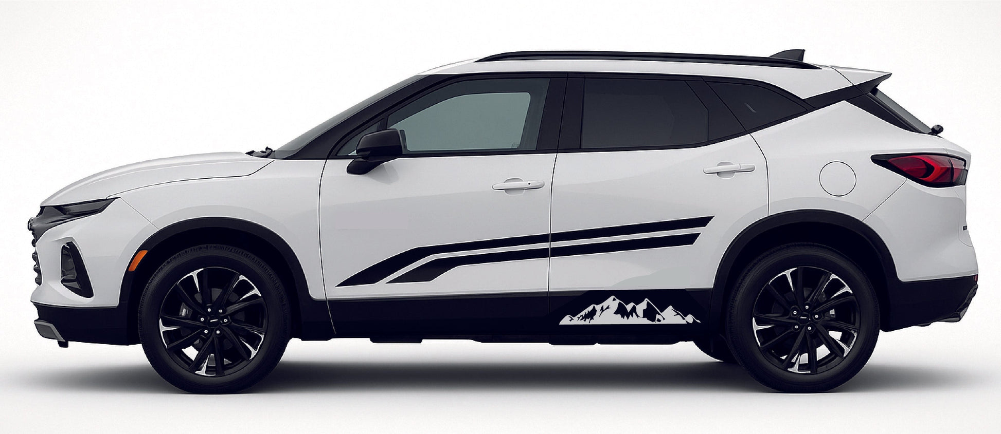 White SUV with black accents on a white background