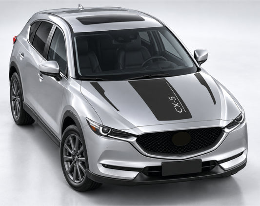 Hood Vinyl Decal Kit Compatible with Mazda CX-5 – Classic 3-Piece Racing Stripes