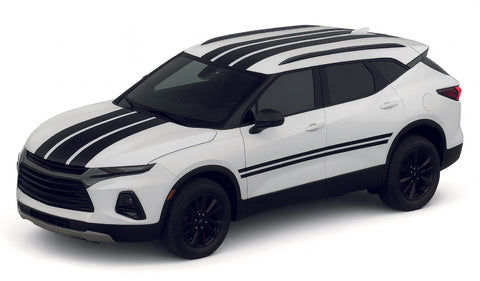 White SUV with black stripes on a white background