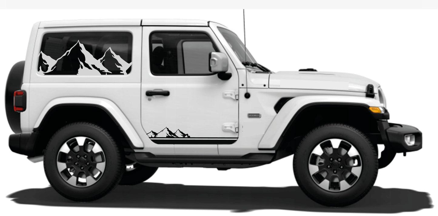 Premium Vinyl Stickers Compatible with Jeep Wrangler J2 Mountain Design Exclusive car decals