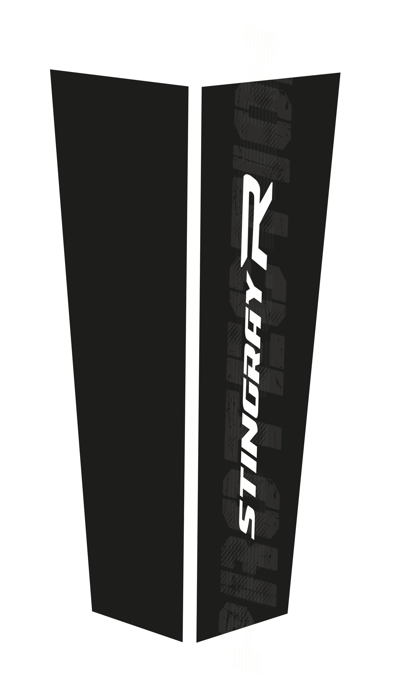 Black protective shin guards with 'Stingray' branding on a white background