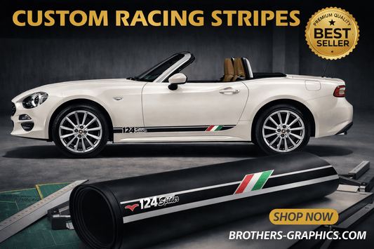 Autocollants Premium compatibles avec Fiat Spider 124 Design drapeau italien BFF 