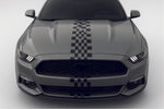 Gray car with black checkered stripe on a white background
