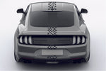 Front view of a gray car with checkered patterns on a white background